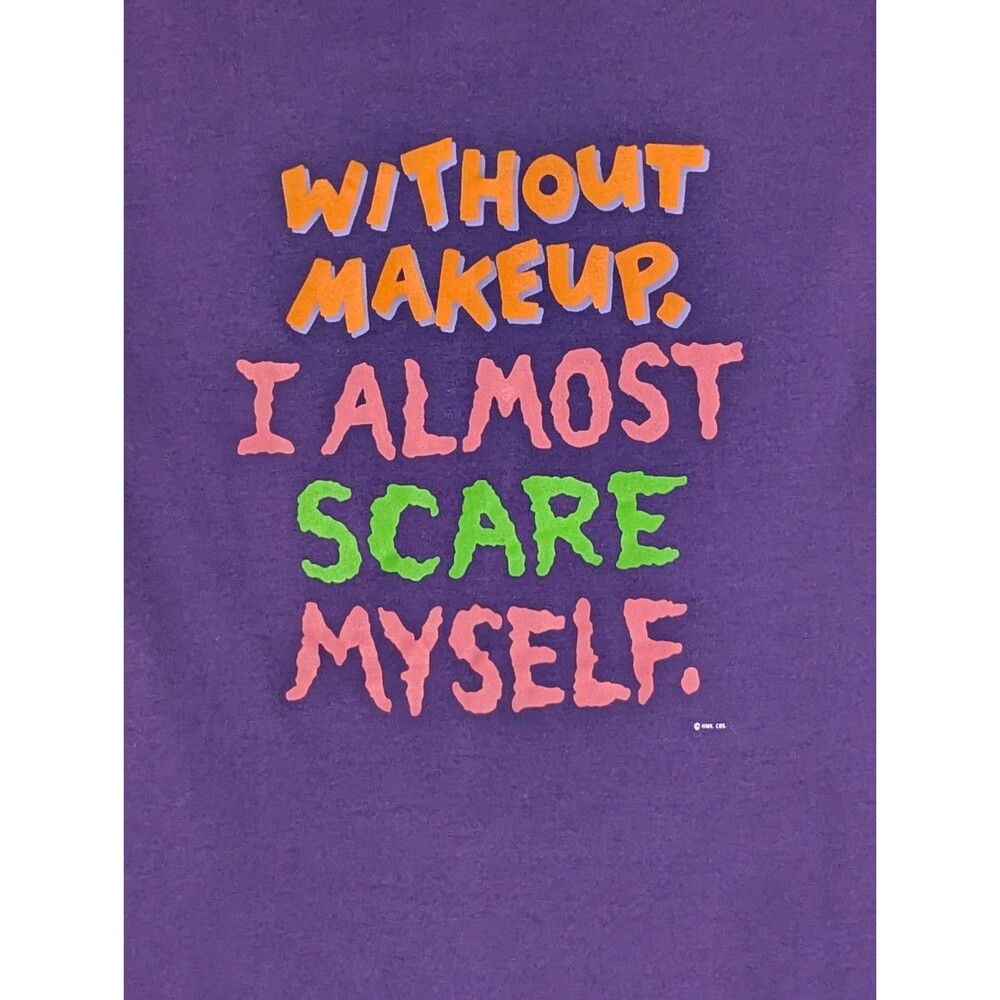 VTG 90s Hallmark No Makeup Scare Myself Tee Adult XL Purple Single Stitch Funny